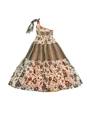 Vintage 70s 80s Young Innocent by Arpeja Prairie Tiered Maxi Dress One-Shoulder